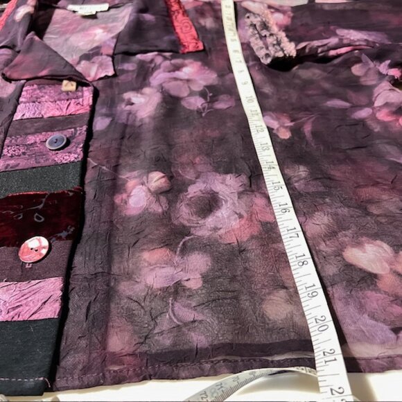 VTG1980s Donna Jessica size 3 Sheer Purple Cropped Long Sleeve Blouse - Picture 13 of 16